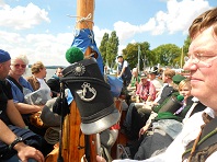The crew crossing in smaller boats